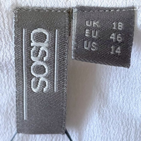 🔥 asos | White Crepe Chiffon Surplice Peasant Blouse Sz 14 NWT - Picture 7 of 11